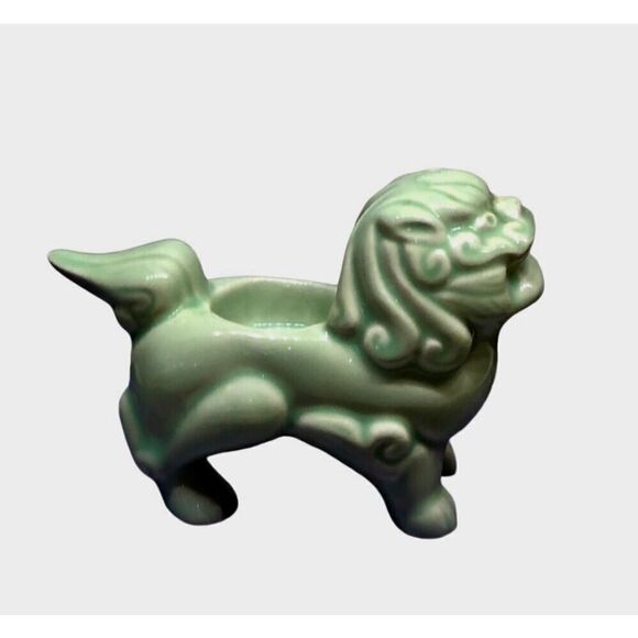Foo Dog Candle Holder—VNT MCM Celadon Green Asian Style Figure - Picture 2 of 16
